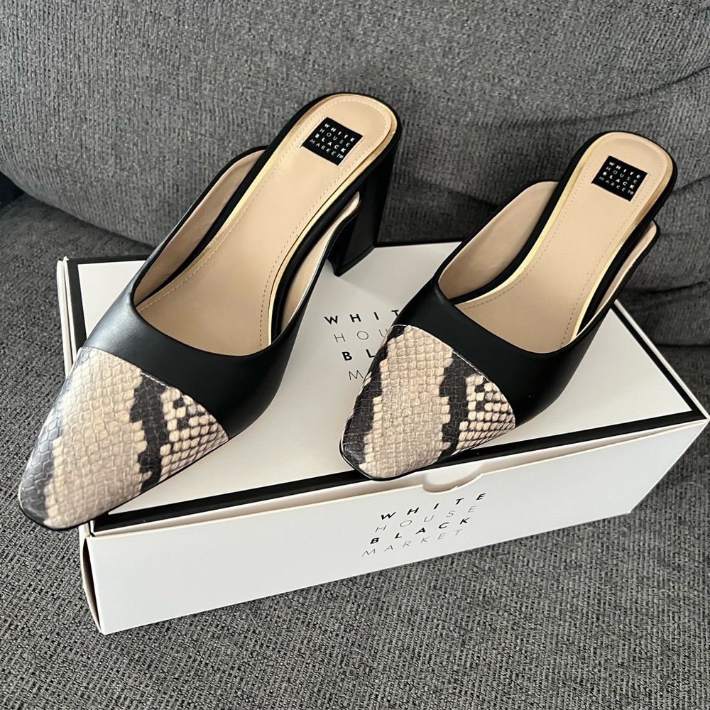 NIB WHBM Hallie Cap Toe Mule